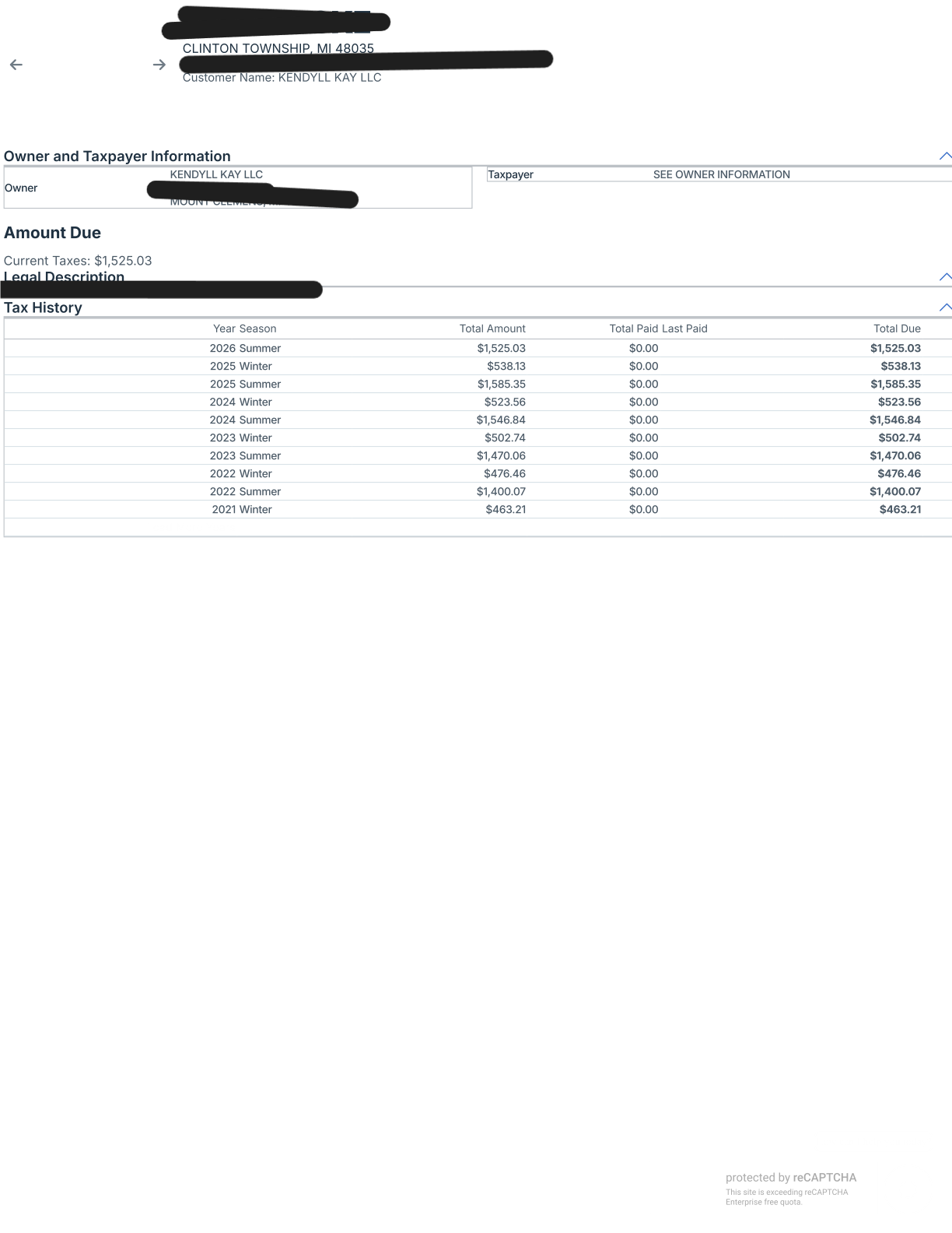 Public tax payment record associated with Kendyll Kay LLC and Robert Wojtowicz, document 26